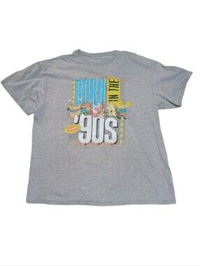 Nickelodeon Gray 'Born in the 90s' Graphic Tee with Blue and Yellow Accents